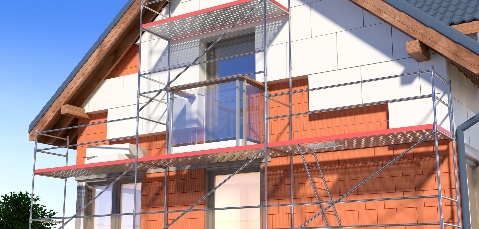 House and scaffolding